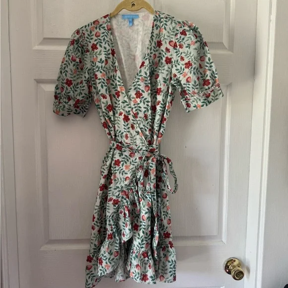 DRAPER JAMES “Reba” Wrap Mini Dress in Strawberry Fields Floral - Picture 2 of 11